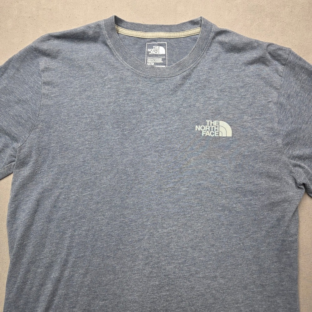 The North Face Long Sleeve T-Shirt Mens Medium Blue Heather Graphic Box Logo